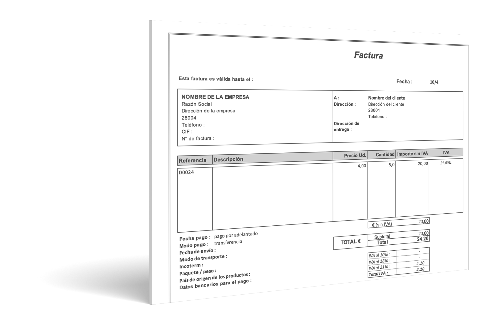 Modelo Factura Formación Sin Iva Semantic Systems - repcon SII