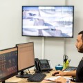 power plant control room operator working